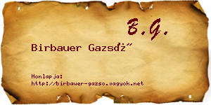 Birbauer Gazsó névjegykártya